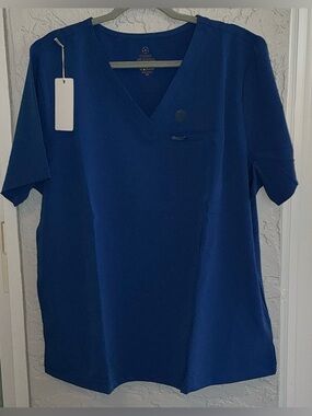 Organix Royal Blue V-Neck Scrub Top & Bottom Jogger Set (NWT)